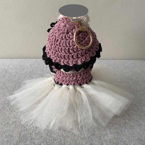 Handmade Crochet Mauve Black Cream Princess Tutu for 17cm Doll 2-Piece Set - Picture 3 of 6